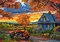 500 Piece Jigsaw Puzzle, Autumn Ride, Motorcycle and a sky ablaze with sunset colors, Classic America, Adult Puzzle, Castorland B-54077